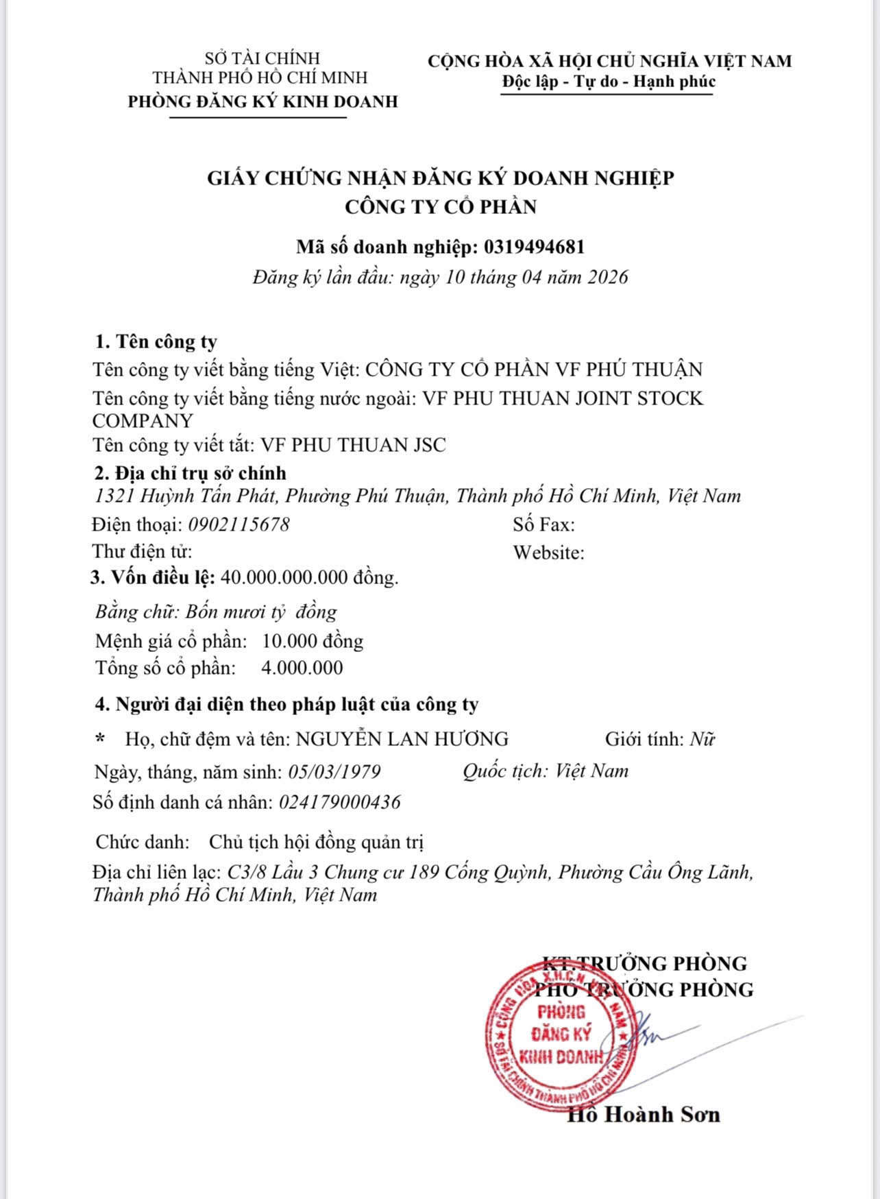 Giấy phép đăng ký kinh doanh